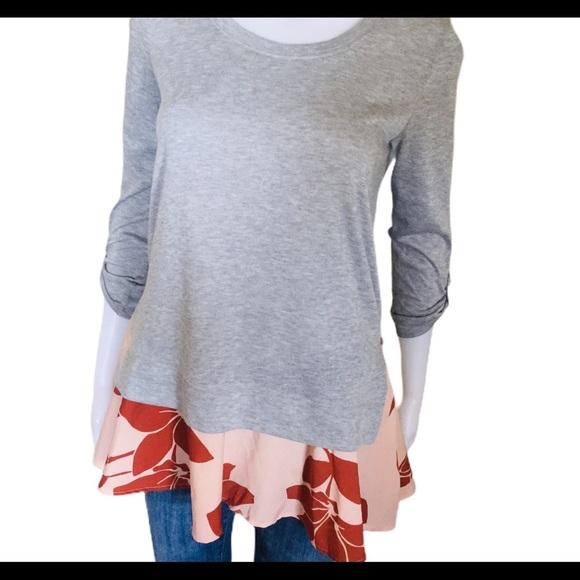 LITTLE YELLOW BUTTON (Anthropologie) Floral Tiered Twofer Long Sleeve Top Small - Picture 6 of 13